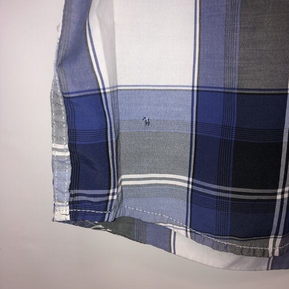 Amongst Others Button Up Adult XL Multicolor Plaid Short Sleeve Cotton Shirt - Picture 6 of 9